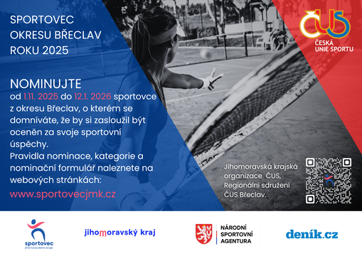 Nominujte sportovce z okresu Břeclav do 12.1.2026 Nominujte sportovce z okresu Břeclav do 12.1.2026